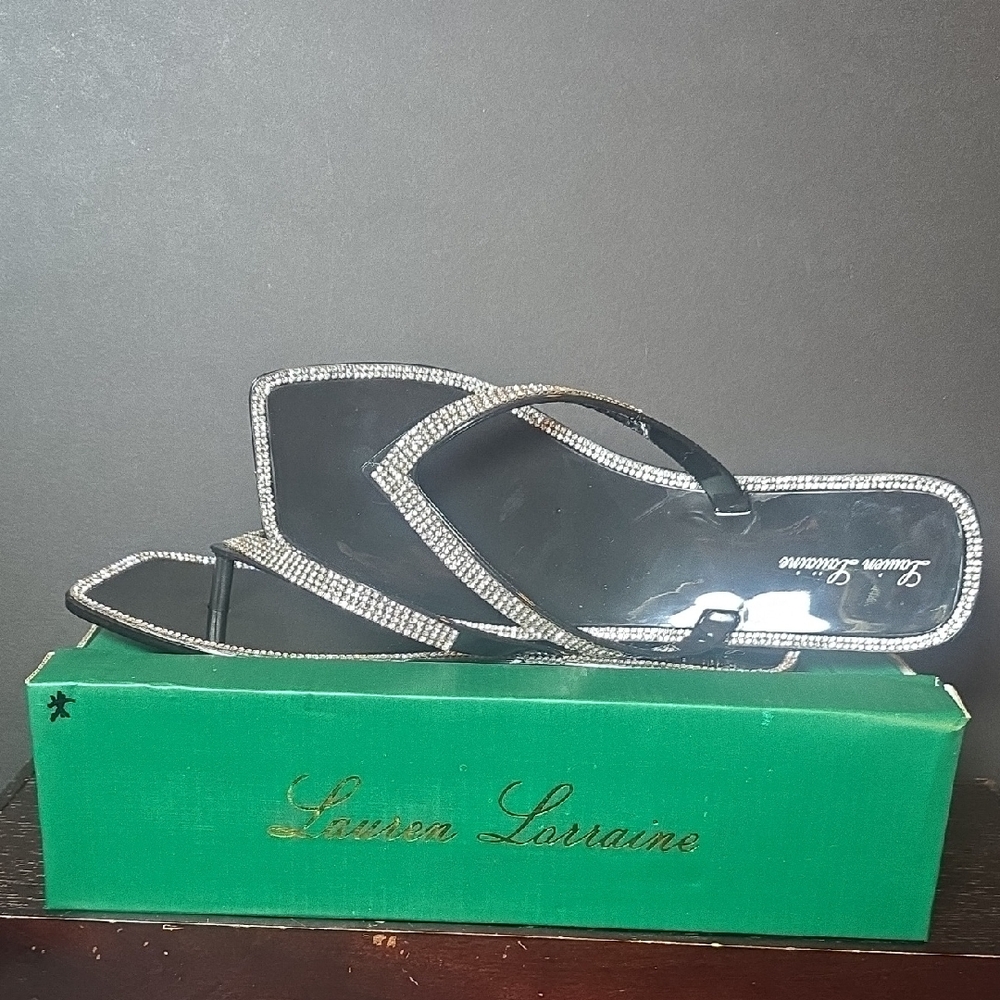 Lauren Lorraine Black and Silver Women's Sandals